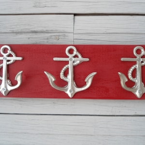 Anchor towel rack hooks storage bathroom towel holder nautical nursery mudroom mancave boat cabin lake beach house dreams Outer Banks OBX image 1