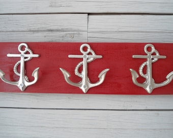 Anchor towel rack hooks storage bathroom towel holder nautical nursery mudroom mancave boat cabin lake beach house dreams Outer Banks OBX