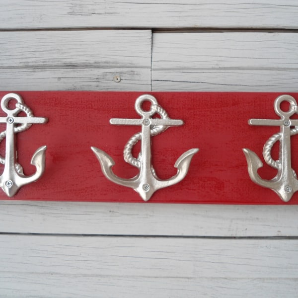 Anchor towel rack hooks storage bathroom towel holder nautical nursery mudroom mancave boat cabin lake beach house dreams Outer Banks OBX