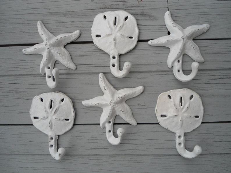Sand Dollar Hooks Starfish Beach Home Decor Nautical Image 0