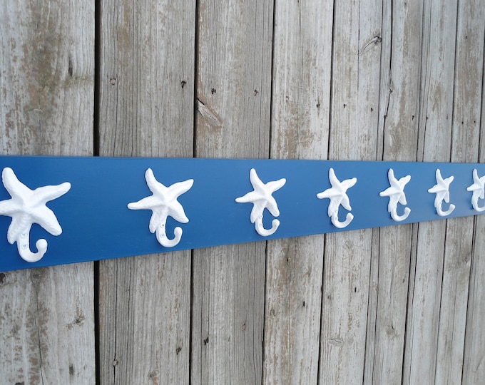 8 starfish hooks, extra long towel rack, beach towel storage, pool towels, outdoor shower, 8 hooks