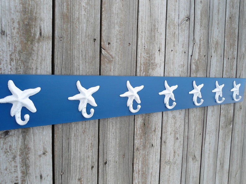 8 starfish hooks, extra long towel rack, beach towel storage, pool towels, outdoor shower, 8 hooks image 1