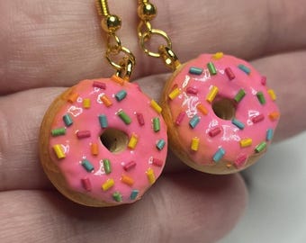 Handmade Miniature Donut Earrings – Polymer Clay Food Jewelry