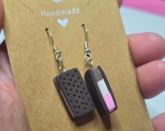 Ice Cream Sandwich Earrings: Handmade Polymer Clay Miniature Food Jewelry