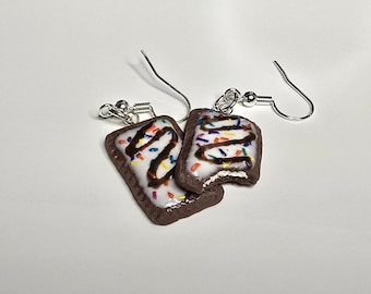 Handmade Frosted Pop Tart earrings, Toaster Pastry earrings. Miniature Food Earrings, Kellogg's Pop Tarts earrings