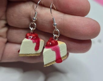 Handmade Cheesecake Earrings – Polymer Clay Dessert Jewelry, Foodie Gift
