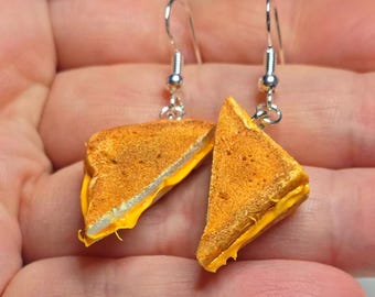 Grilled Cheese Sandwich Earrings & More – Handmade Polymer Clay, Miniature Food, Food Jewelry