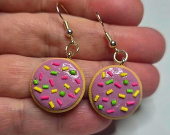 Sugar Cookie Earrings: Handmade Polymer Clay Miniature Food Jewelry