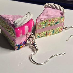 Handmade Miniature Funfetti Cake Earrings: Polymer Clay Jewelry