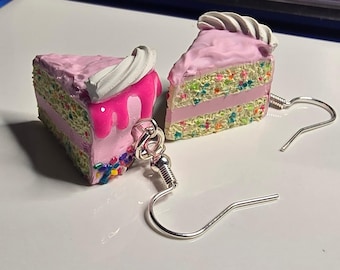 Handmade Miniature Funfetti Cake Earrings: Polymer Clay Jewelry
