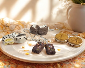Handmade Miniature Snack Cake Earrings: Multi-Designs