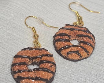 Samoa Cookie Earrings: Handmade Polymer Clay Miniature Food Earrings & Charms for Girl Scouts