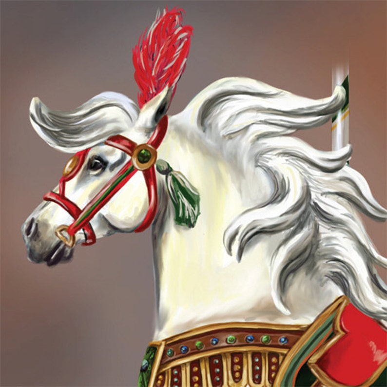 Snowfall Isabella ~ Gypsy Vanner Carousel Horse cards