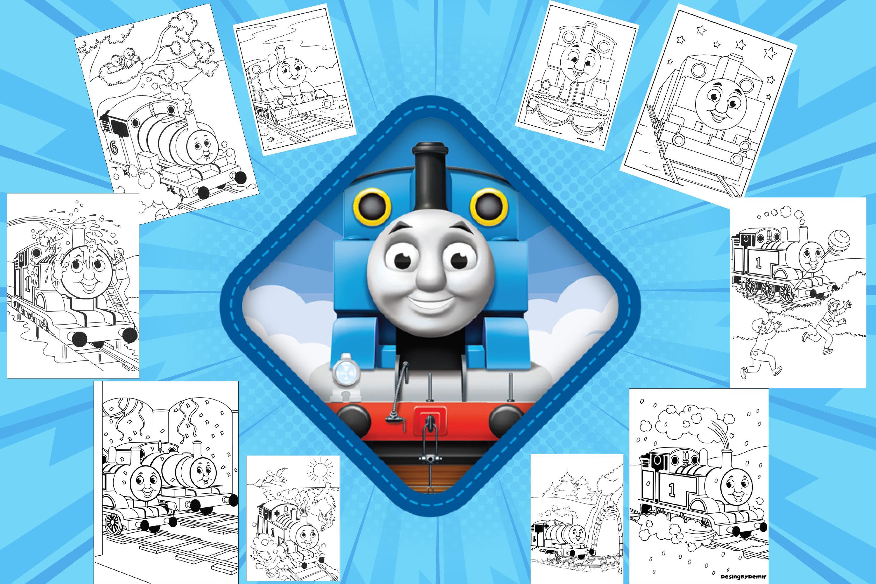 Thomas & Friends Jumbo Coloring Book, 107 Pages, Kids Art, Instant Download With 3 Gift Coloring ...