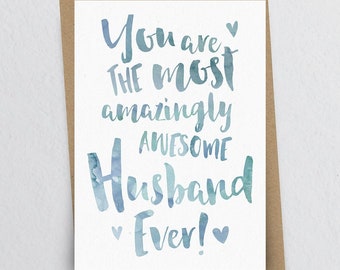 The Most Amazingly Awesome Husband Greeting Card - Husband Wedding Card, Husband Card, Anniversary Card for Husband, Family Card