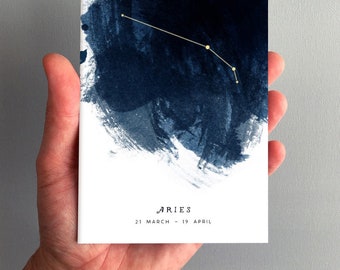 Aries Constellation Zodiac Star Sign Birthday Card 21 March - 19 April