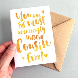 The Most Amazingly Awesome Cousin Greeting Card - Cousin Thank You, Cousin Card, Birthday Card for Cousin, Family Card