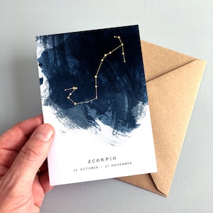 Scorpio Constellation Zodiac Star Sign Birthday Card 23 October - 21 November