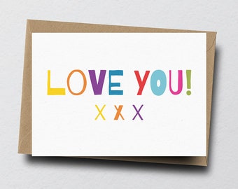 Love You - Valentine Card, Love Card, Card For Her, Card For Him