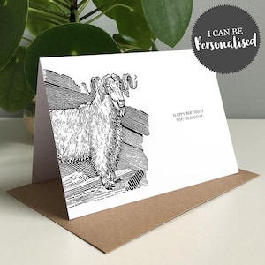 Carte d'anniversaire personnalisée Joyeux anniversaire vieille chèvre - Carte de voeux, carte de chèvre, carte drôle, carte personnalisée