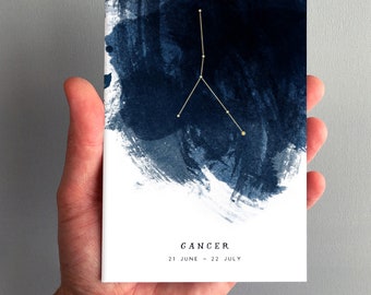 Cancer Constellation Zodiac Star Sign Birthday Card 21 June - 22 July