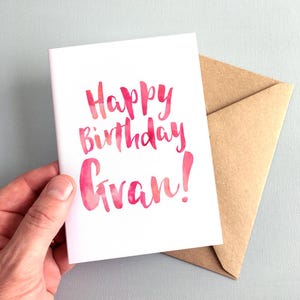 Happy Birthday Gran Greeting Card - Grandma Birthday Card, Granny Card, Birthday Card for Nan, Family Card, Card For Her, Grandparent Card