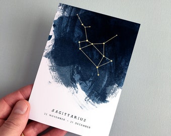 Sagittarius Constellation Zodiac Star Sign Birthday Card 22 November - 21 December