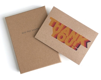 Thank You - Set Of 12 Colourful Repeat Postcard Note Cards in a Box