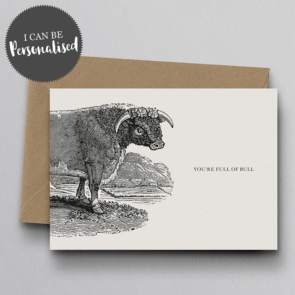 You're Full of Bull Personalised Greeting Card Bull Etsy