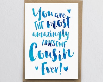 The Most Amazingly Awesome Cousin Greeting Card - Cousin Thank You, Cousin Card, Birthday Card for Cousin, Family Card