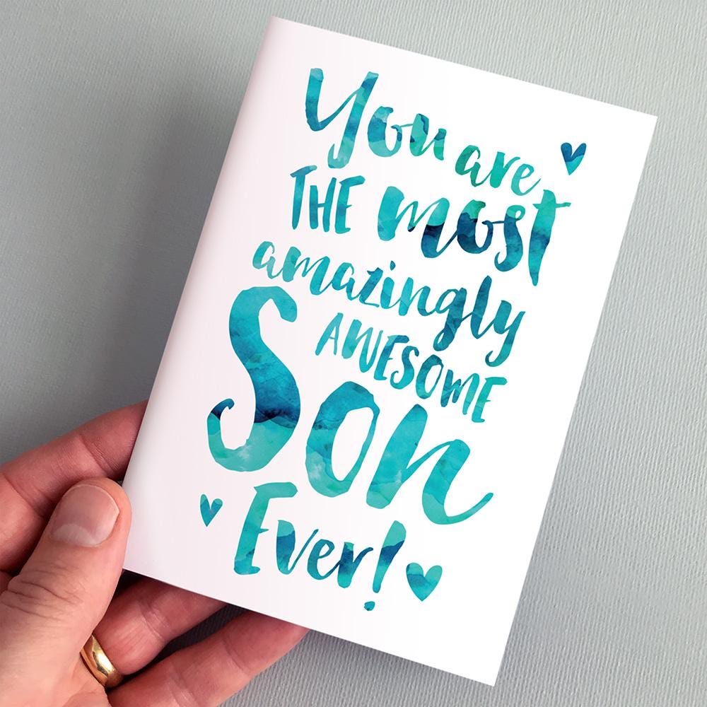 The Most Amazingly Awesome Son Greeting Card - Son Thank You, Son Card, Birthday Card for Son, Family Card