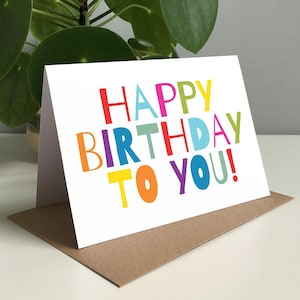 Joyeux anniversaire carte de voeux - colorée, amusante, carte, carte d'anniversaire, enfant, adulte, famille, carte pour lui, carte pour elle