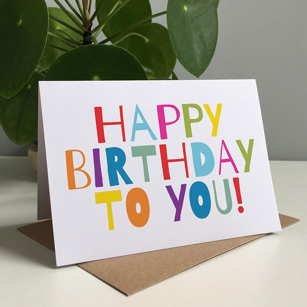 Colorful Happy Birthday Greeting Card: Eco-friendly A6 Handmade