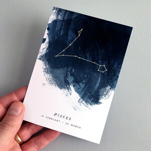 Pisces Constellation Zodiac Star Sign Birthday Card 19 February – 20 March