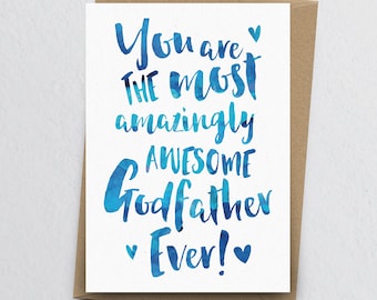 The Most Amazingly Awesome Godfather Greeting Card - Birthday Card For Godfather, Baptism Card, Christening Card, Thank You Card For Him