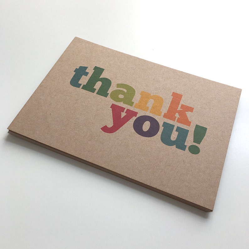 Thank You Set of 12 Colourful Postcard Note Cards in a Box Etsy UK