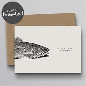 Happy Birthday You Old Trout Personalised Greeting Card – Birthday Card, Fish Card, Funny Card, Personalised Card