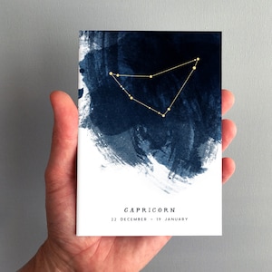 Carte d'anniversaire signe astrologique du Capricorne, constellation du 22 décembre au 19 janvier