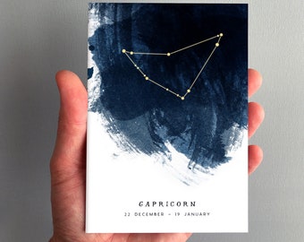 Capricorn Constellation Zodiac Star Sign Birthday Card 22 December - 19 January