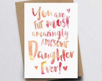 The Most Amazingly Awesome Daughter Greeting Card - Daughter Thank You, Daughter Card, Birthday Card for Daughter, Family Card