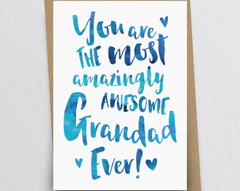 The Most Amazingly Awesome Grandad Greeting Card - Father's Day Card, Grandpa Card, Birthday Card for Grandad