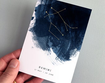 Gemini Constellation Zodiac Star Sign Birthday Card 21 May – 20 June