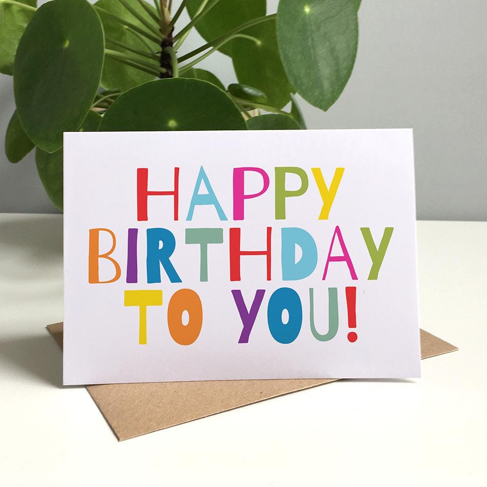 Colorful Happy Birthday Greeting Card: Eco-friendly A6 Handmade