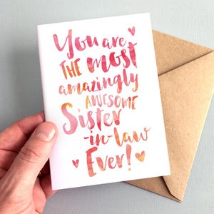 La carte de voeux de belle-soeur la plus incroyablement impressionnante - Merci pour ma soeur, carte pour soeur, carte d'anniversaire pour belle-soeur, carte de famille