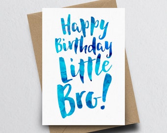 Happy Birthday Little Bro Greeting Card - Brother Birthday Card, Little Brother Card, Birthday Card for Brother, Family Card, Card For Him