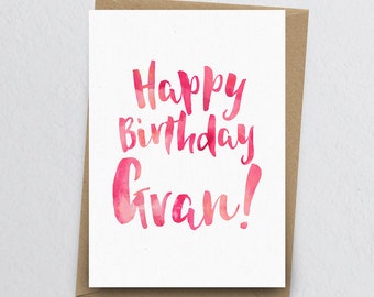 Happy Birthday Gran Greeting Card - Grandma Birthday Card, Granny Card, Birthday Card for Nan, Family Card, Card For Her, Grandparent Card