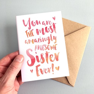 The Most Amazingly Awesome Sister Greeting Card - Sister Thank You, Sister Card, Birthday Card for Sister, Family Card