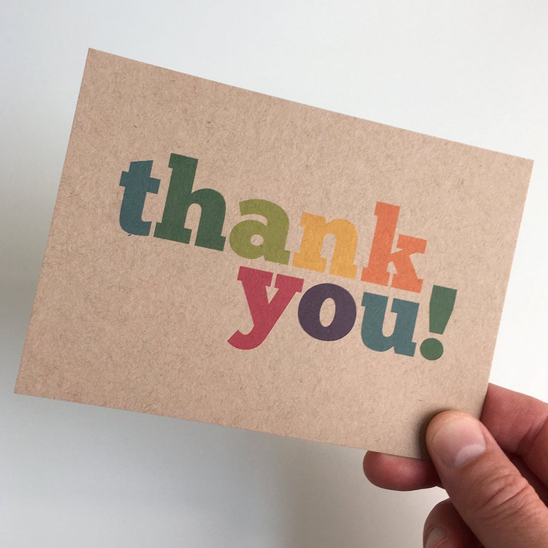Thank You Set of 12 Colourful Postcard Note Cards in a Box Etsy UK