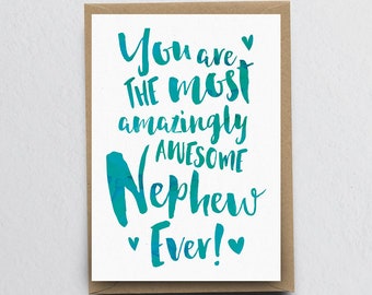 The Most Amazingly Awesome Nephew Greeting Card - Nephew Thank You, Nephew Card, Birthday Card for Nephew, Family Card