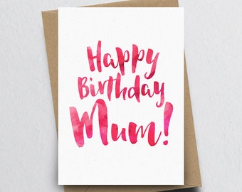 Happy Birthday Mum Greeting Card - Mother Birthday Card, Mummy Card, Birthday Card for Mum, Family Card, Card For Her